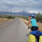 Cycling towards mountains in Peloponnese